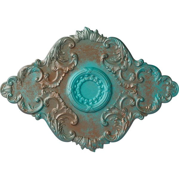 Ekena Millwork Piedmont Ceiling Medallion, Hand-Painted Copper Green Patina, 37"W x 26"H x 1 3/8"P CM37X26PECGS - main